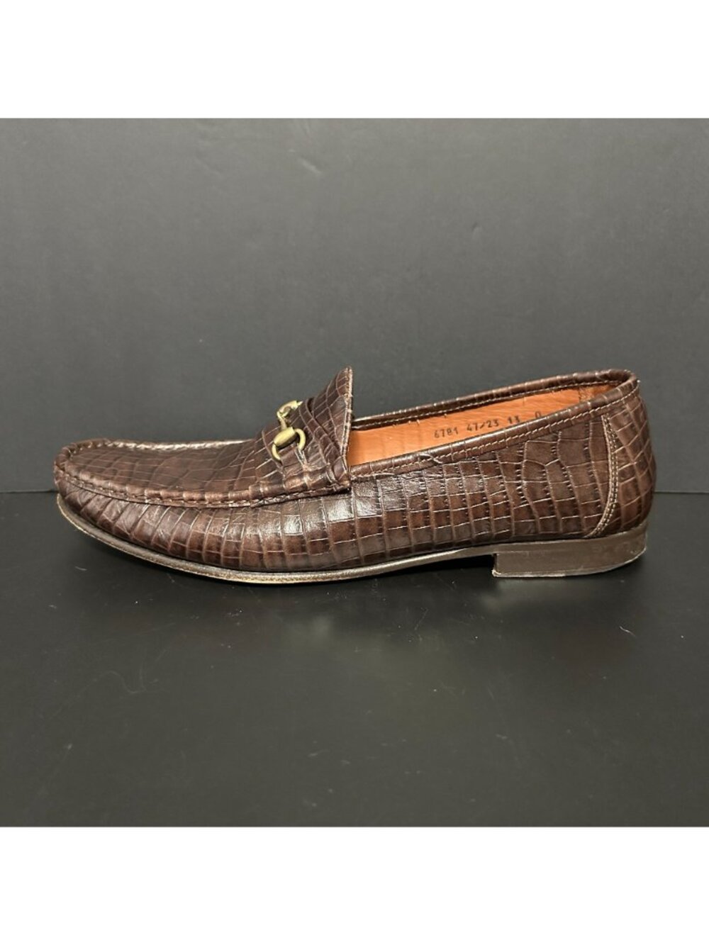 ALLEN EDMONDS Verona II Italian Loafer Crocodile Embossed Leather Brown Size 13D - Picture 4 of 15